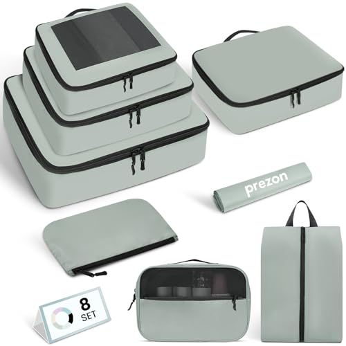 Prezon Cubes de embalagem para Suitcase 8 Set, organizadores de bagagem leves para acessórios de viagem