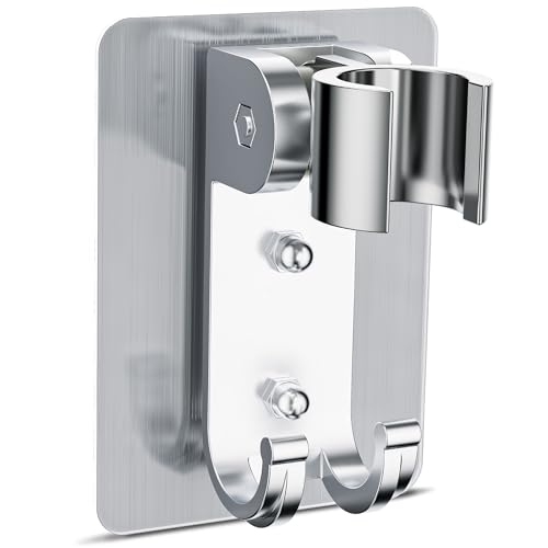 Magichome Suporte adesivo forte para cabeça de chuveiro com ganchos, suporte de chuveiro universal ajustável, suporte de chuveiro sem perfuração para casa de banho