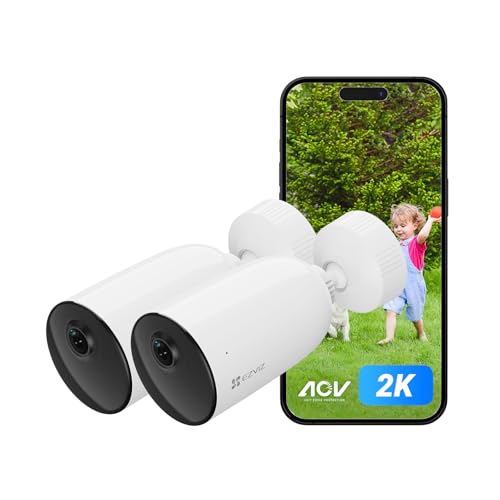 EZVIZ CB3 (2 pacotes) Câmara de vigilância WiFi exterior 2K, AOV Modo, deteção de pessoas, bateria recarregável, visão noturna colorida, chamada bidirecional, defesa ativa