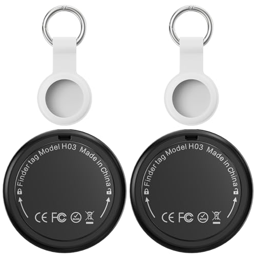 Localizador Bluetooth preto, 2 Pack Air Tracker Tag funciona com Apple pesquisar (apenas iOS 14.5 +), encontra telefone e chaves, rastreador GPS impermeável para mochila, animais de estimação, carro