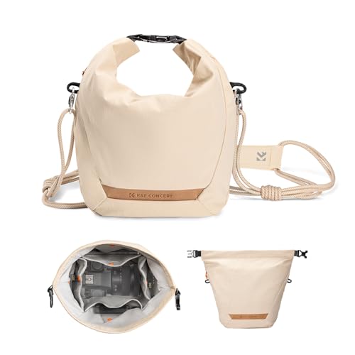 K&F Concept Bolsa fotográfica para câmara, moda de tiracolo de câmara, mala de tiracolo leve Camera Bag, bolsa de ombro ajustável para câmara fotográfica adequada para câmaras SLR/DSLR, Bege, Vintage