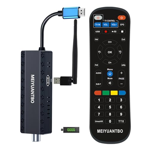 Decodificador TDT HD 2025, decodificador DVB-T2, HD1080P H.265 HEVC 10-bit principal com USB WiFi MT-7601 Stick, suporta HDMI/USB WiFi/DLNA/PVR/multimédia [com controlo remoto TV 2 em 1]