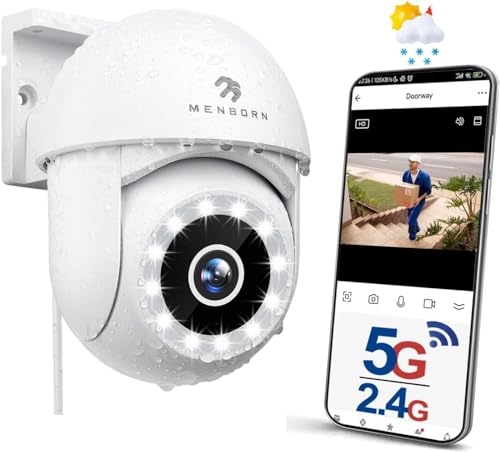 Câmara de vigilância exterior 2,5 K 4 MP com Wi-fi de 2,4 G/5 G, visão noturna estrela, proteção 360 °, áudio bidirecional, alerta de movimento, gravação contínua, compatível com Alexa, Android/Ios