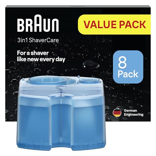 Braun ShaverCare 3 em 1 cartuchos de substituição originais para o centro de limpeza e carregamento SmartCare, limpador de máquina de barbear elétrica para homem, conjunto de 8, aroma fresco de limão