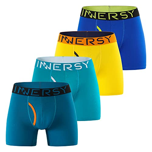 INNERSY Cuecas homem boxer algodão elástico roupa interior confortável boxers com cuecas pack de 4
