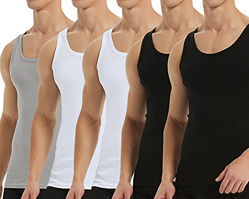 Falechay T-shirt de alças para homem pack de 5 algodão 100 % mais cores