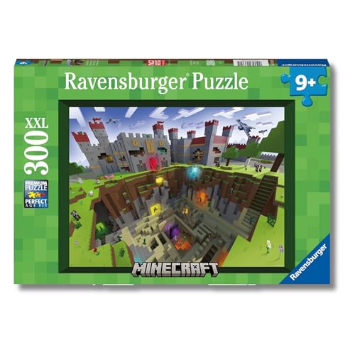 Ravensburger - Puzzles XXL Minecraft | Puzzle de 9 anos ou mais, presente criança 9 anos ou mais de 300 peças | quebra-cabeças crianças de 49 x 36 cm | Ravensburger puzzle personalizado 1000 peças
