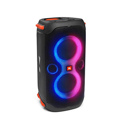 JBL PartyBox 110 Altifalante com Bluetooth portátil com efeitos de luzes para festas, IPX4 à prova de salpicos, 12 horas de reprodução, TWS, altifalante para interiores e exteriores, preto