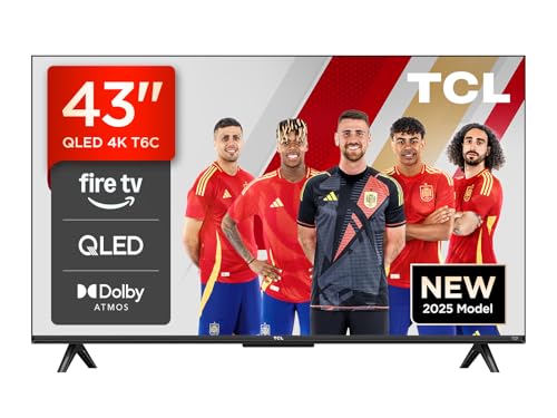 TCL 43T6C QLED 43" 4K HDR TV, Fire TV (Smart TV with Dolby Vision & Atmos, HDR10+, Press & Ask Alexa)