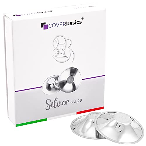 COVERbasics Pamilos de prata para amamentação (SilverCups) copos mamilos protetores para proteção de mamilos sensíveis, dispositivo médico dermatologicamente testado (regular)