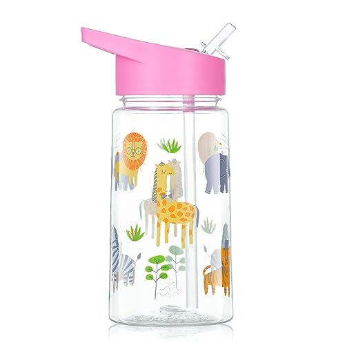 flintronic - Garrafa isotérmica para crianças, 450 ml, garrafa para crianças, com palha, sem BPA Tritan, garrafa de água anti-fugas reutilizável para escola infantil