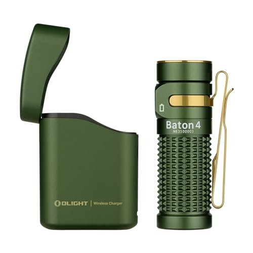 OLIGHT Baton 4 kit lanterna LED recarregável de alta potência de 1300 lúmenes 170 metros impermeável com Type-C compatível com Baton 4/3 S1R II e Perun 2 Mini (verde)