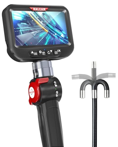Ralcam Câmara endoscópica com ecrã HD de 4,3", 1080P, 8,5 mm com 6 LED, IP67 impermeável, endoscópio profissional para automóveis, casa e canalização (1 m flexível)