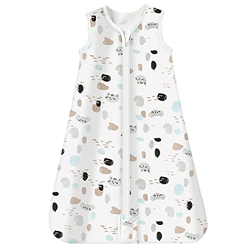 Mosebears Saco de dormir para bebé de verão de 0,5 TOG, saco de dormir para bebé, 100% algodão, respirável, saco de dormir para bebé (Spot Cat, S (0-6 meses))