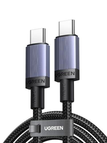 UGREEN Cabo USB C 240 W carregamento rápido PD 3.1, tipo C entrançado de nylon capa de alumínio, compatível com MacBook Air, Dell, iPad, iPhone 16/15 Plus Pro Max, Galaxy S25 S24, Pixel 9/8. 3 Meses
