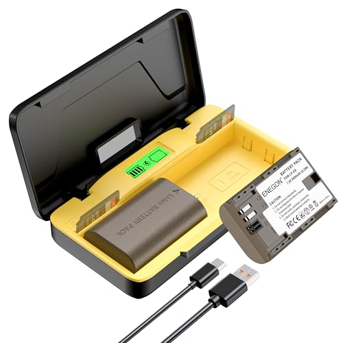 ENEGON LP-E6/LP-E6N - Carregador rápido de armazenamento duplo (2 x 3000 mAh), compatível com Canon EOS 5D, EOS 5D Mark II,EOS 6D, 7D, 60D, 70D, 80D, 90D, XC10, XC15, P. Ecrã LCD