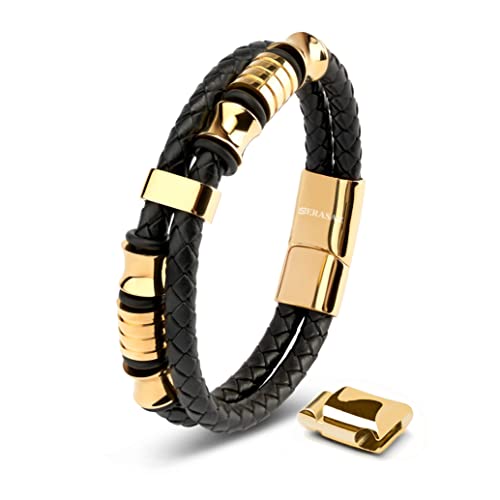 SERASAR Pulseiras de couro premium para homem | fecho seguro de aço inoxidável | três cores | caixa de jóias incluída