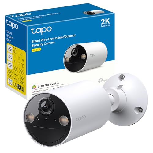 Tapo C410 - Câmara Wi-Fi de bateria para exterior/interior, 2K 3 MP, 6400 mAh, detecção de pessoas por IA, visão noturna colorida, não requer hub, compatível com painel solar