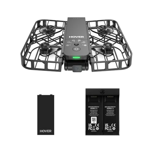 HOVERAir X1 drone com câmera, drone de bolso com vídeo HDR, descolagem da palma, caminhos inteligentes de voo, modo siga-me, mini drone com controlo mãos livres, preto (Combo)