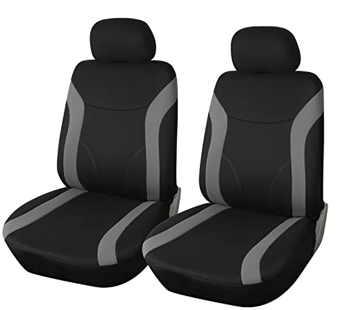 Upgrade4cars Capas de assento dianteiro para carro universais preto cinzento | protetor de assento dianteiro para motorista e copiloto | acessórios interiores para mulher e homem