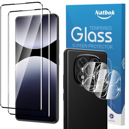 Natbok 2 + 2 Peças 3D protetor de ecrã para Xiaomi Redmi Note 14 Pro 5G 6,67" com proteção de câmara, vidro temperado, dureza 9H, anti-impressões , sem bolhas, ultra transparente vidro temperado