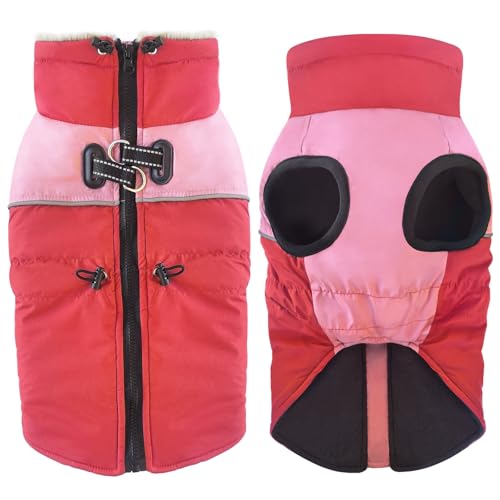 Dolahovy Casaco de cão impermeável casaco de inverno, roupa de animal de estimação à prova de vento salto grande casaco de cão casaco de lã fato de cachorro pequeno e médio (vermelho, 4XL)