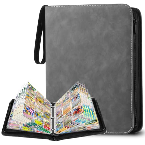 YSWOVUO Álbum de cartas, álbum para cartas mágico, álbum cromado 900, álbum de cartas colecionáveis, pasta de cartas transparente, cinzento