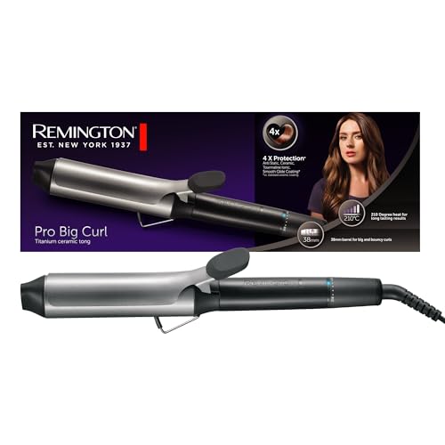Remington Modelador de cabelo Pro Big Curl, ondulador de cabelo com pinça de 38 mm, caracóis grandes e ondas macias, cerâmica com titânio, turquesa, proteção e brilho, 8 temperaturas até 210 °C,