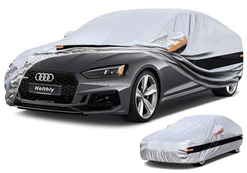 Holthly Capa de carro exterior impermeável, cobertura de carro de 10 camadas, cobertura de carro protetor de sol e poeira, capa para carro adequada para Audi A4 A5, BMW série 3, Mercedes classe C, VW