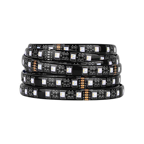 BTF-LIGHTING 5050 RGBW RGB+Branco frio (6000K-7000K) 4 cores em 1 LED de 5 m 60 LEDs/m fita de luzes LED IP65 de silicone resistente à água preto PCB DC24V