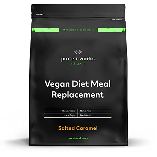 Comida vegana completa, caramelo salgado, 100% de origem vegetal, acessível, saudável, rápido, batido substitutivo de alimentos, THE PROTEIN WORKS | 500 g