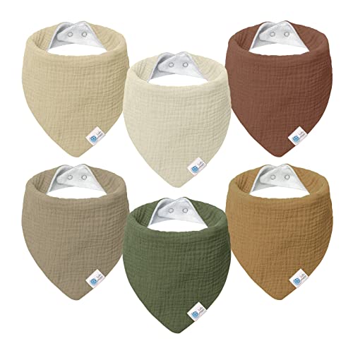 Lulu moon Babete triangular para bebé, musselina para bebé, para meninos e meninas, 6 unidades