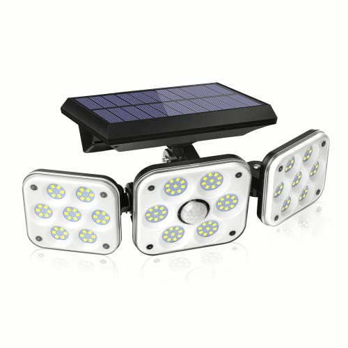 Luz solar exterior com 138 LED, foco solar exterior com sensor de movimento, IP65, luz solar para jardim, com 3 modos de iluminação, faixa de radiação de 270°, 2400 mAh para jardim e garagem (1 pacotes)