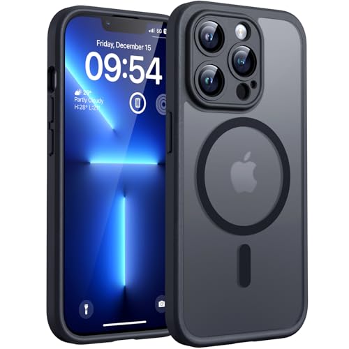 TOCOL Capa para iPhone 13 Pro, capa magnética para iPhone 13 Pro de 6,1 polegadas [proteção lente câmera] [proteção militar] translúcida mate traseira, titânio preto