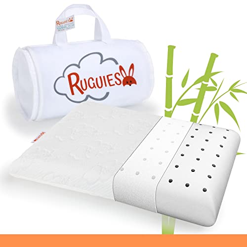 RUGUIES Bamboo - Almofada para crianças de viscoelástico respirável - almofada infantil - capa lavável de algodão orgânico de bambu - Oeko-Tex-de 1 a 10 anos XL (58 x 32 x 7 cm) - mala viagem