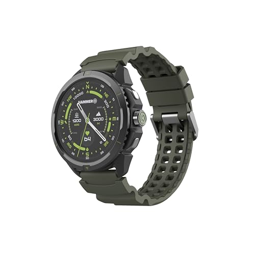 Hammer Watch 2 Military Edition, GPS, ecrã AMOLED Gorilla Glass de 1,5 polegadas, grande bateria de 530 mAh com até 15 dias de funcionamento com uma única carga, resistência a 5 ATM, botão SUS, LED
