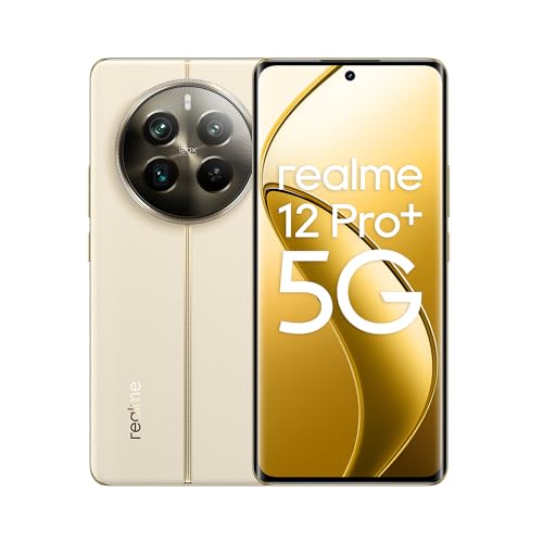 realme Telemóvel 12 Pro+ 5G 8 256GB, câmara periscópio para retratos, Sony IMX890 com OIS, processador Snapdragon 7s de 2ª geração 5G, ecrã de visão curva de 120 Hz, Navigator bege