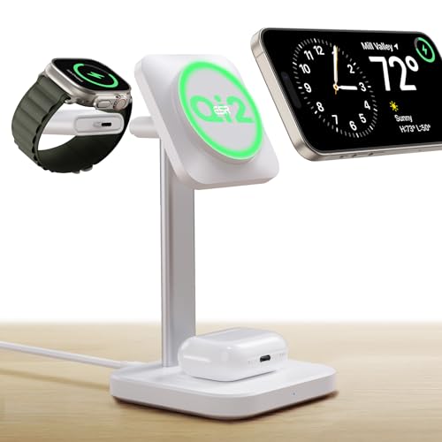 ESR Qi2 3-em 1 Watch Wireless Charging Set (HaloLock), tomada UE, branco