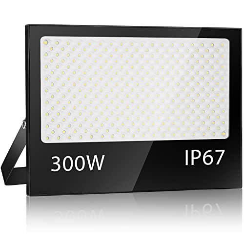 YZYFACAI Foco LED para exterior, 300 W, IP67 impermeável projetor LED exterior, 7000 K branco frio, 3000 lm, super brilhante holofote LED, pátio, garagem, entrada, fábrica