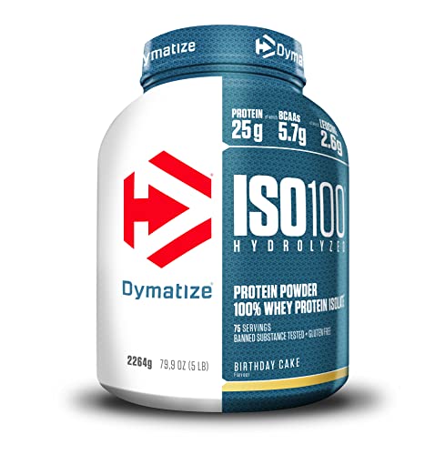 Dymatize ISO 100 Hydrolyzed Birthday Cake 2264 g - Hidrolizado de proteção de soro Whey isolado em pó