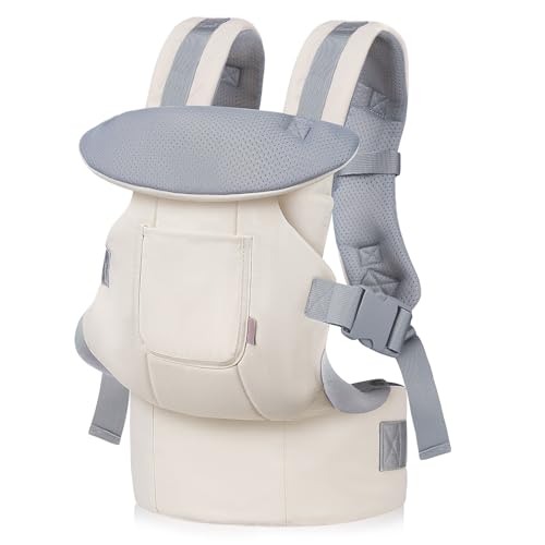 GAGAKU Porta-bebés recém-nascidos para crianças, alça ergonómica para bebé com assento na anca para 0-36 meses (creme)