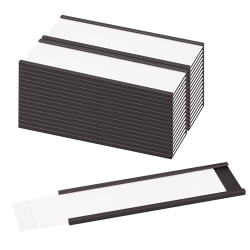 LLPT Etiquetas magnéticas, 26 peças, 3 cm x 10 cm, suportes magnéticos para cartões de dados, com películas protetoras, para prateleiras de meta, MH41226