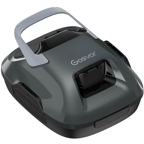 Gosvor Limpador automático de piscina sem cabos, com acionamento duplo com 1,5 horas de autonomia, devolução automática, para piscinas acima do solo até 80 m²