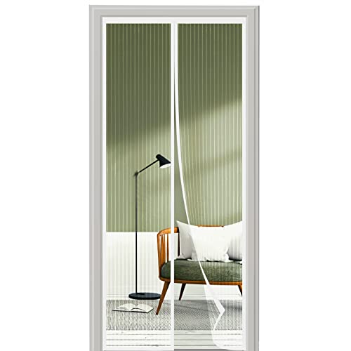 Mosquiteira de porta magnética, 110 x 210, SHA2WEN Mosquiteiras para portas branco, aproveite o bom verão em família