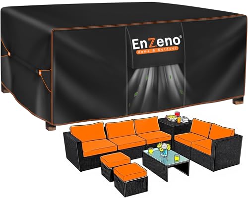 Enzeno Cobertura para móveis de jardim, impermeável, resistente ao inverno, lona protetora Oxford 420D, para mesa de jardim, retangular, 280 x 220 x 90 cm