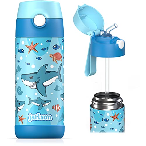 Jarlson Garrafa de água sem bpa para crianças, garrafas de água de aço inoxidável, térmicas, à prova de fugas, para a escola e desportos, o termos térmico, 350 ml