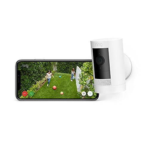 Ring Cámara exterior con batería (Stick Up Cam) | Cámara de vigilancia wifi para tu domicilio sin cables, con vídeo HD, comunicación bidireccional, instalación fácil | 30 días gratis de Ring Home
