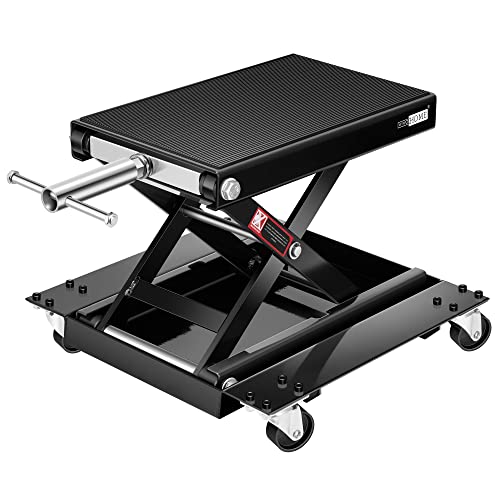 VIVOHOME Moto elevadora plataforma carregamento 500 kg cavalete para motocicletas tesoura de aço com plataforma rolante e manivela de mão