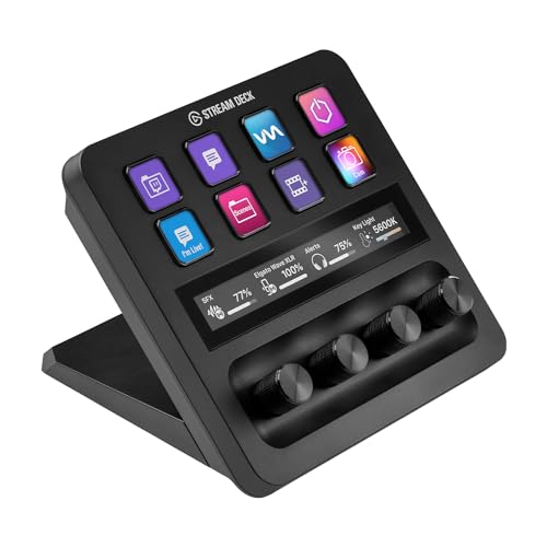 Elgato Stream Deck +, misturador de áudio, controlador de direto e estúdio para criação de conteúdo, streaming, jogos, com banda tátil, mostradores e teclas LCD personalizáveis, funciona com Mac e PC