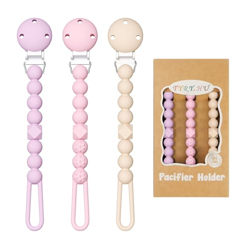 TYRY.HU Chupeteiro de silicone correntes chupeteiras bebé mordedor Soothie Clip suporte chupetas de uma peça pacote de 2 chupetas para meninos e meninas em BPA